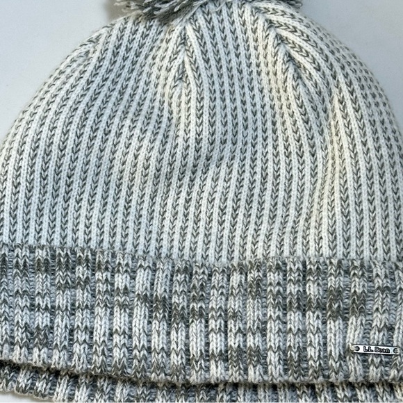 L.L. Bean Gray Knit Beanie with Pom-Pom One Size Striped Lined MWT  Unisex - Picture 5 of 10